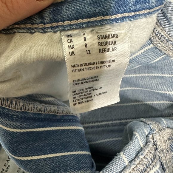 American Eagle Blue Striped Mom Jean Women's 8 Regular - Picture 4 of 4